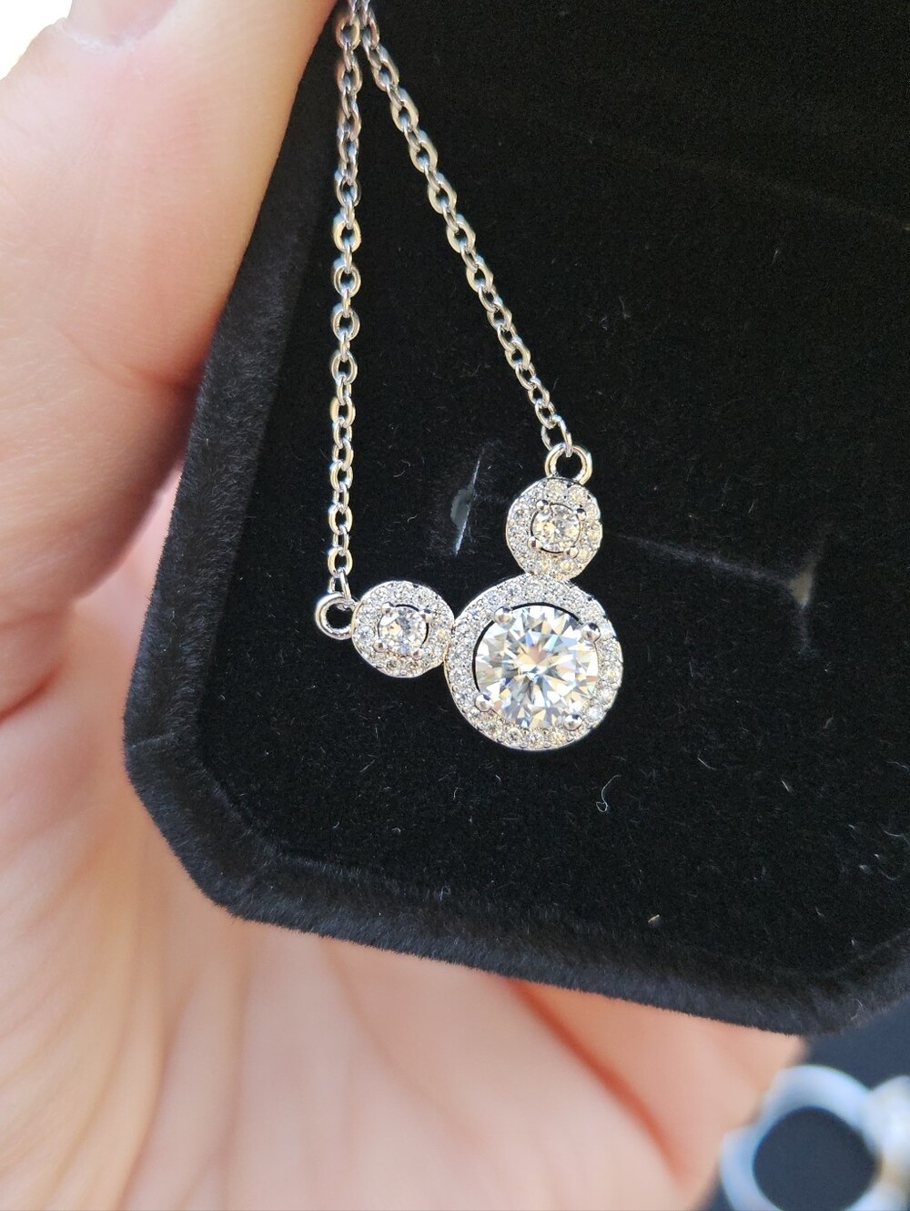 Sparkling Moissanite Mickey Pendant Necklace